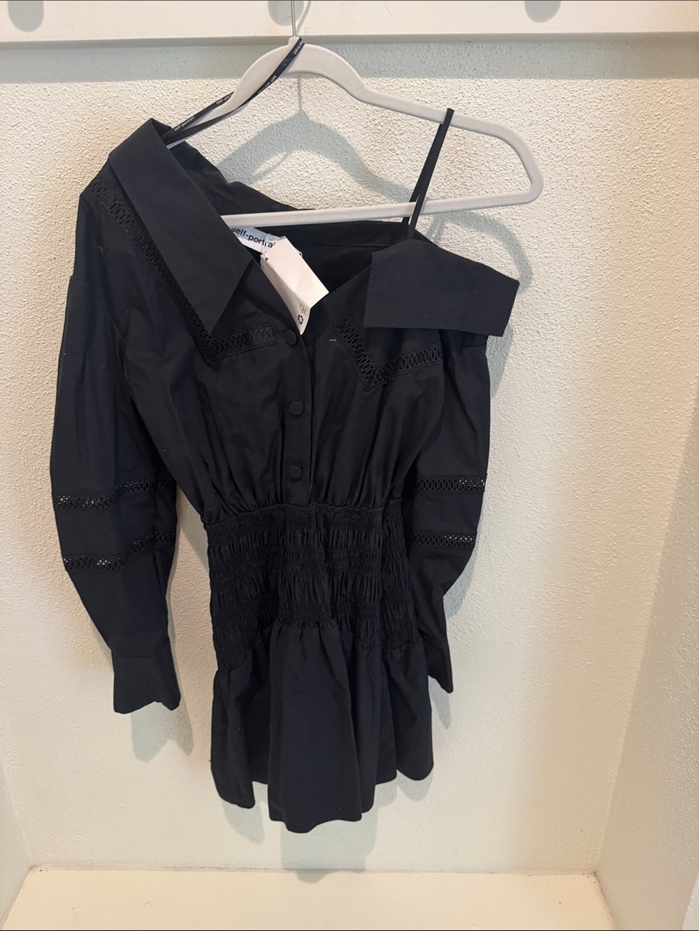 Self-Portrait Black Off-Shoulder Long Sleeve Dress